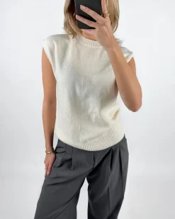 ALENA strikket vest, creme