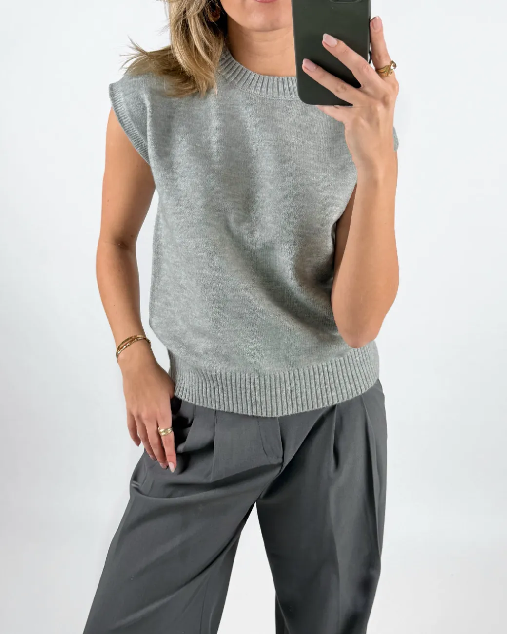 ALENA strikket vest, grå