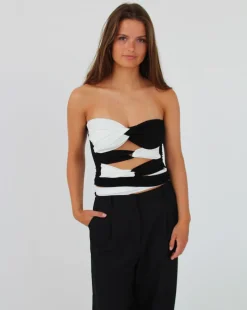 ALVILDA top, sort/hvid