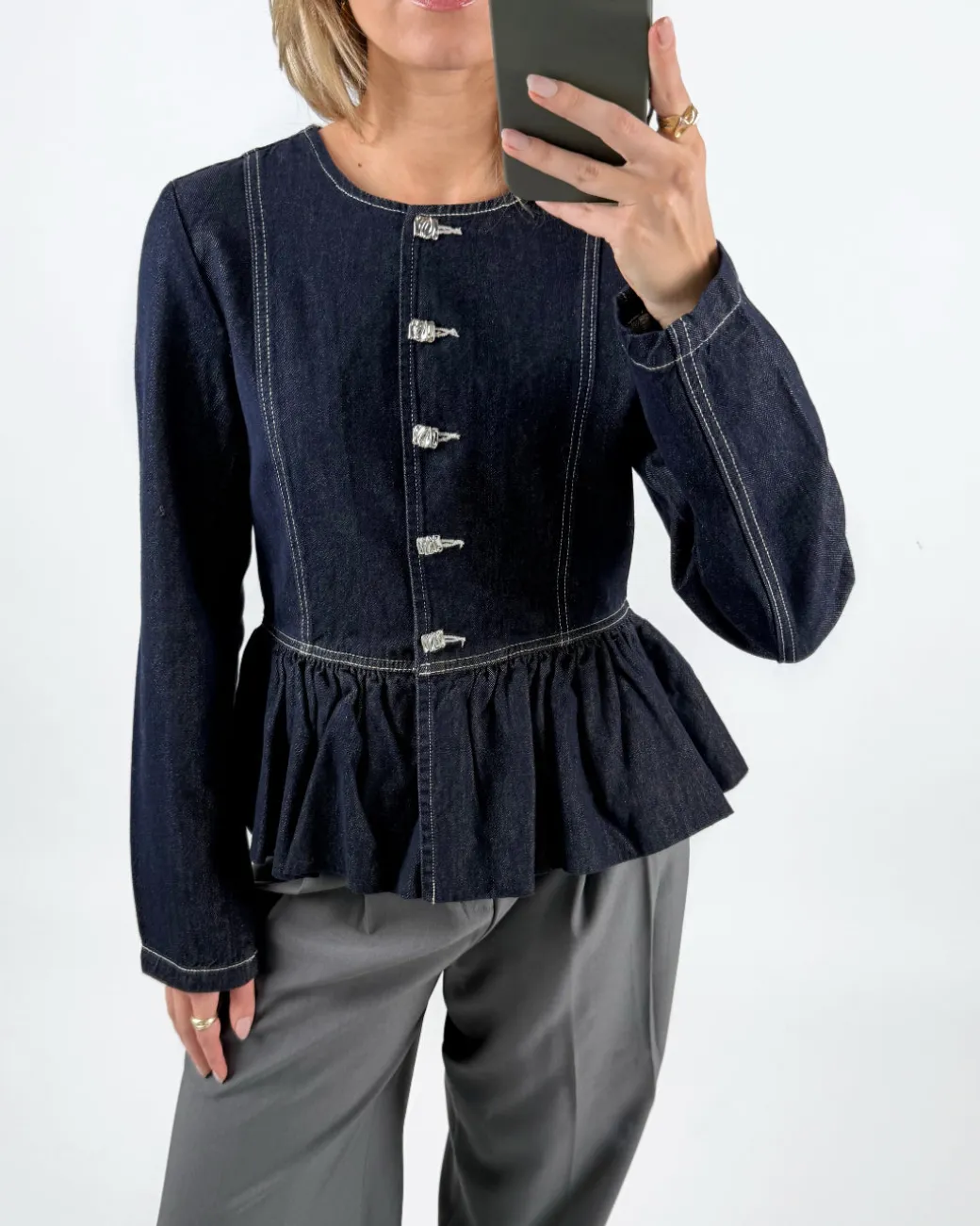 ANITA denim bluse, mørkeblå