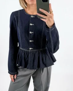 ANITA denim bluse, mørkeblå