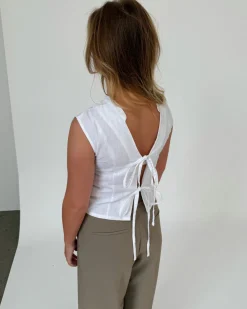 ANNIKA top med bindebånd, hvid