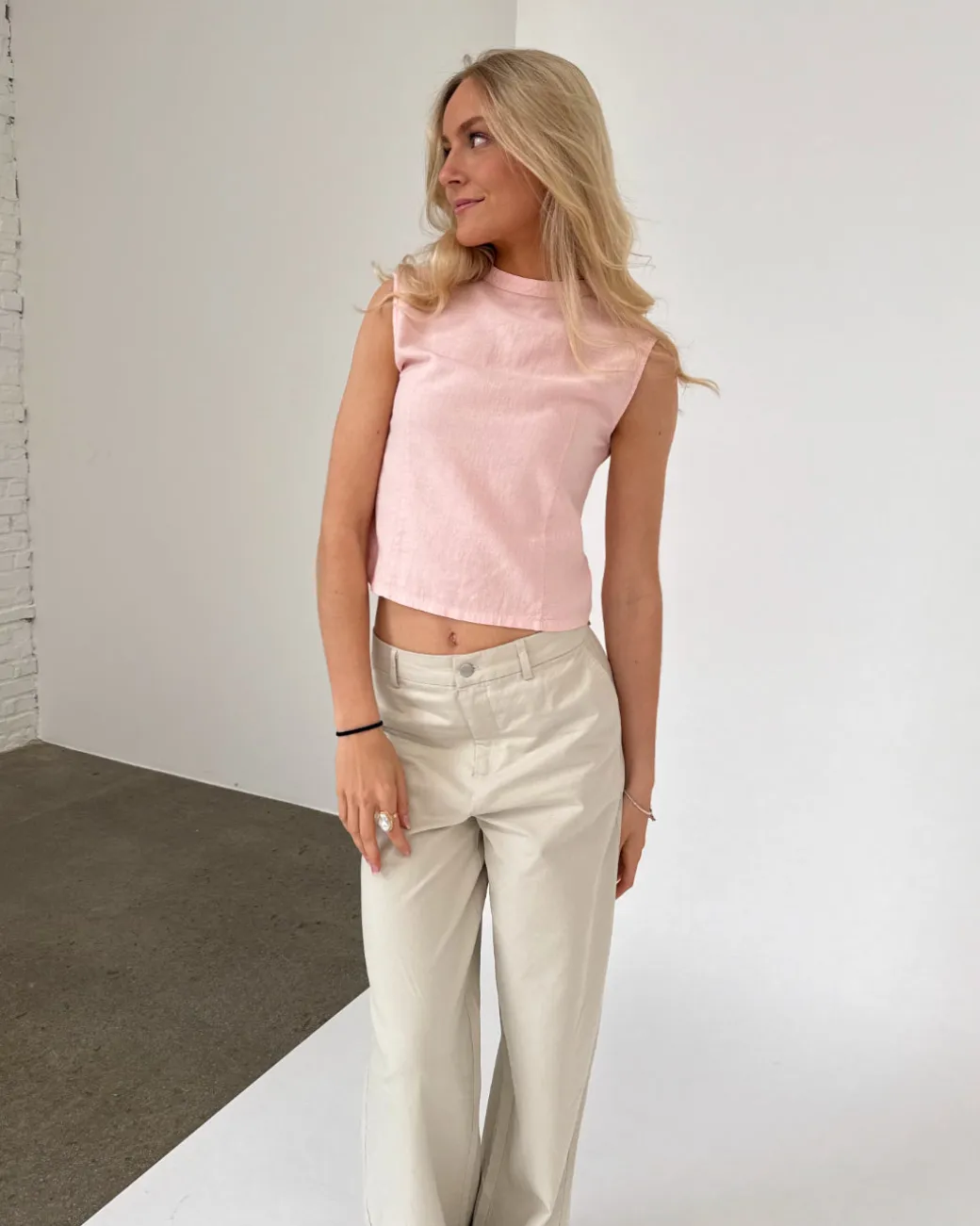 ANNIKA top med bindebånd, lyserød