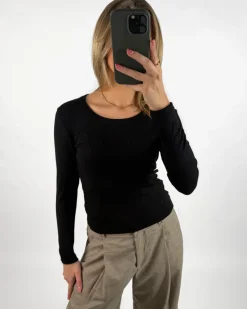 ASPYN langærmet bluse, sort