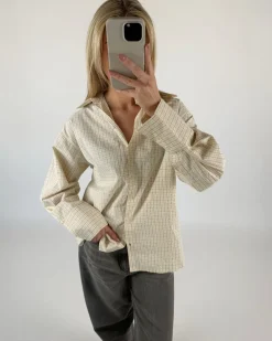 BELLA skjorte, creme ternet