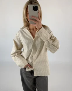 BELLA skjorte, creme ternet