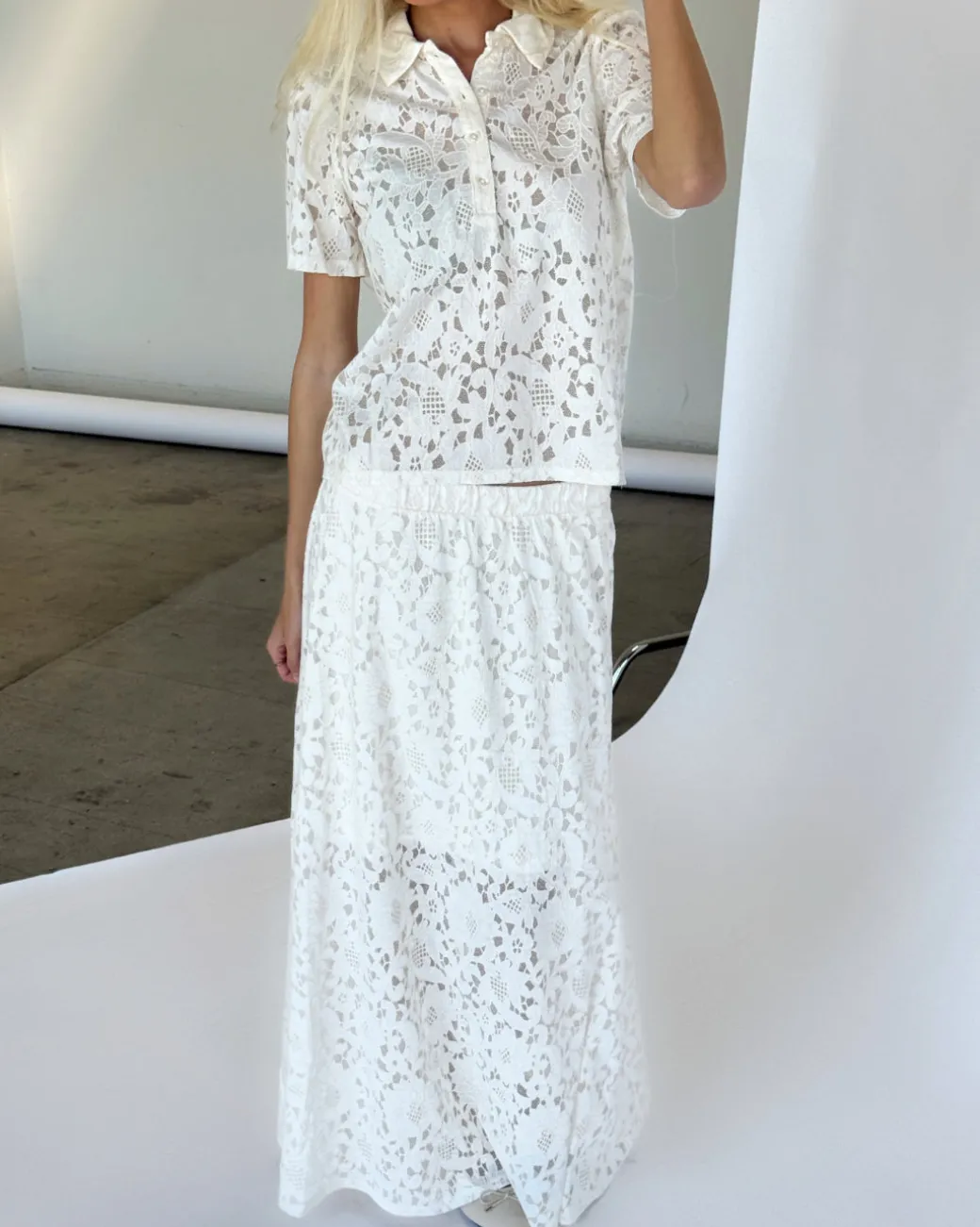 BIANCA maxi nederdel, hvid