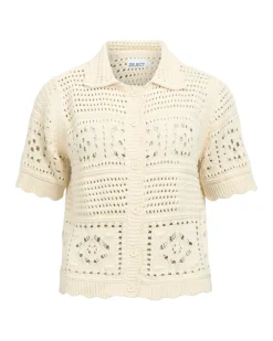 BINDI kortærmet strik cardigan, creme