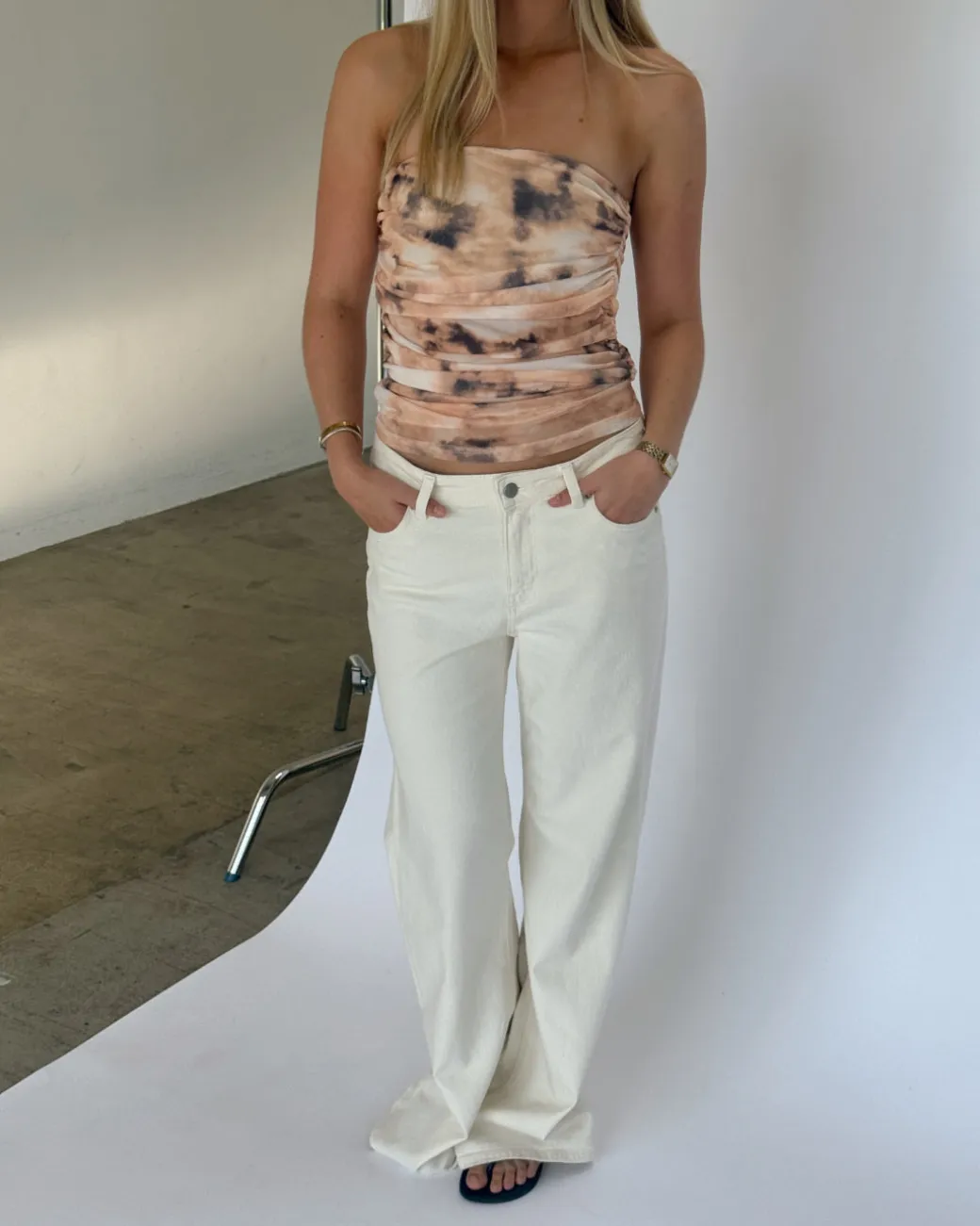 BINE stropløs top, beige