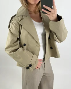CARLIE kort trenchcoat, beige