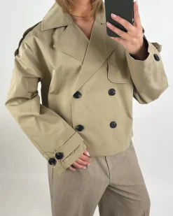 CARLIE kort trenchcoat, beige