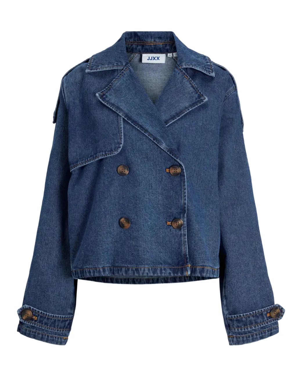 CARLIE kort trenchcoat, denim