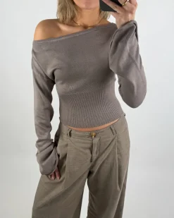 CARTER one shoulder bluse, brun