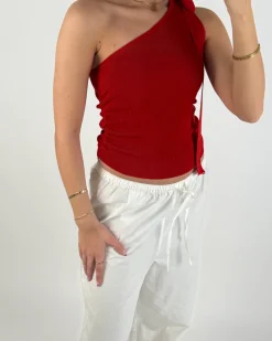 CASSIDY one shoulder top, rød