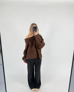 CIELO off shoulder strik, brun