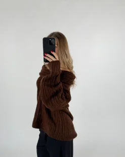 CIELO off shoulder strik, brun