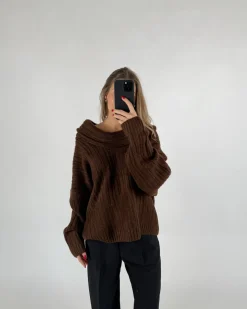 CIELO off shoulder strik, brun