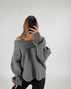 CIELO off shoulder strik, grå