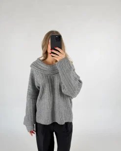 CIELO off shoulder strik, grå