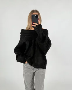CIELO off shoulder strik, sort