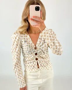 CIRKELINE bluse, hvid