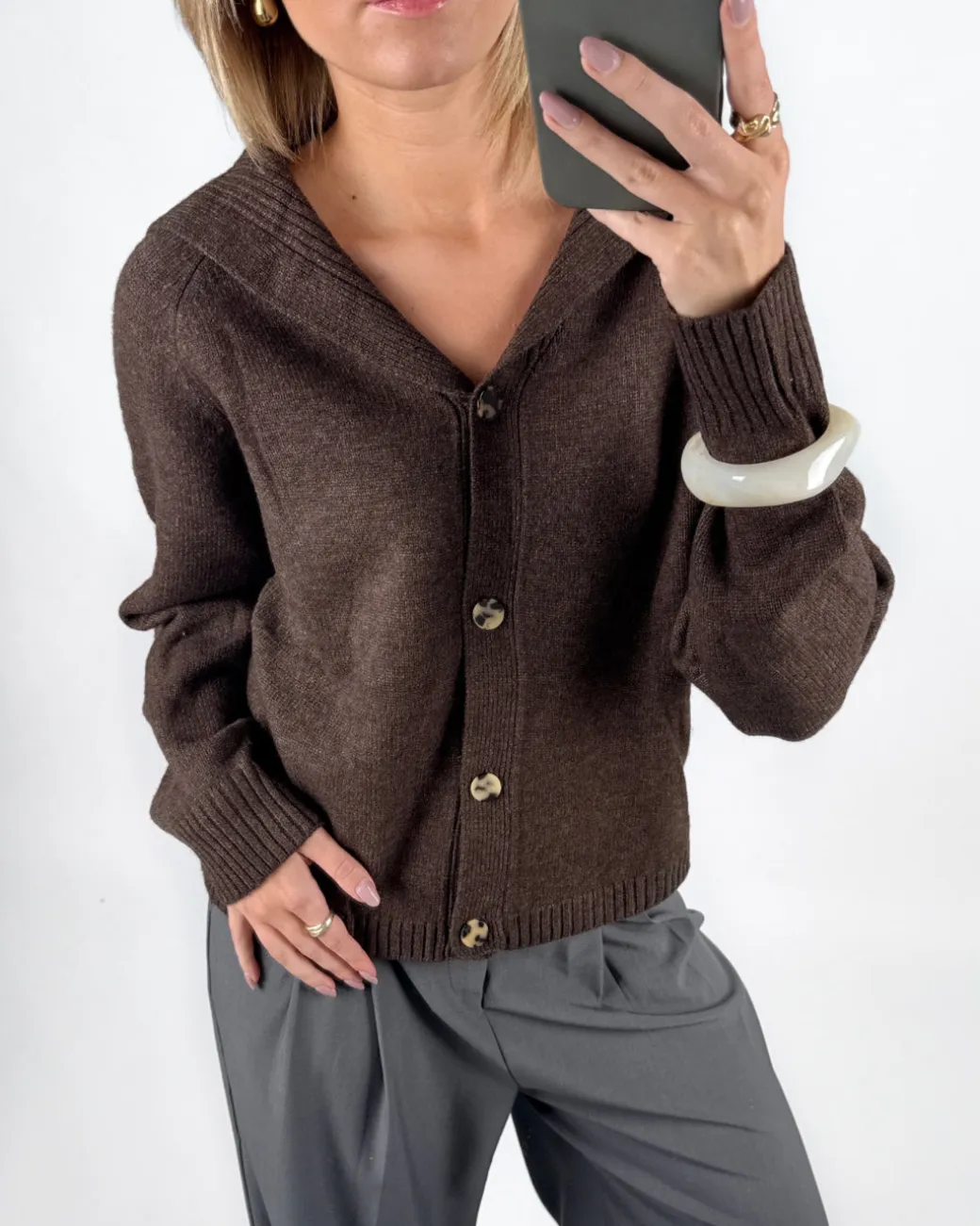 CLARE cardigan, brun