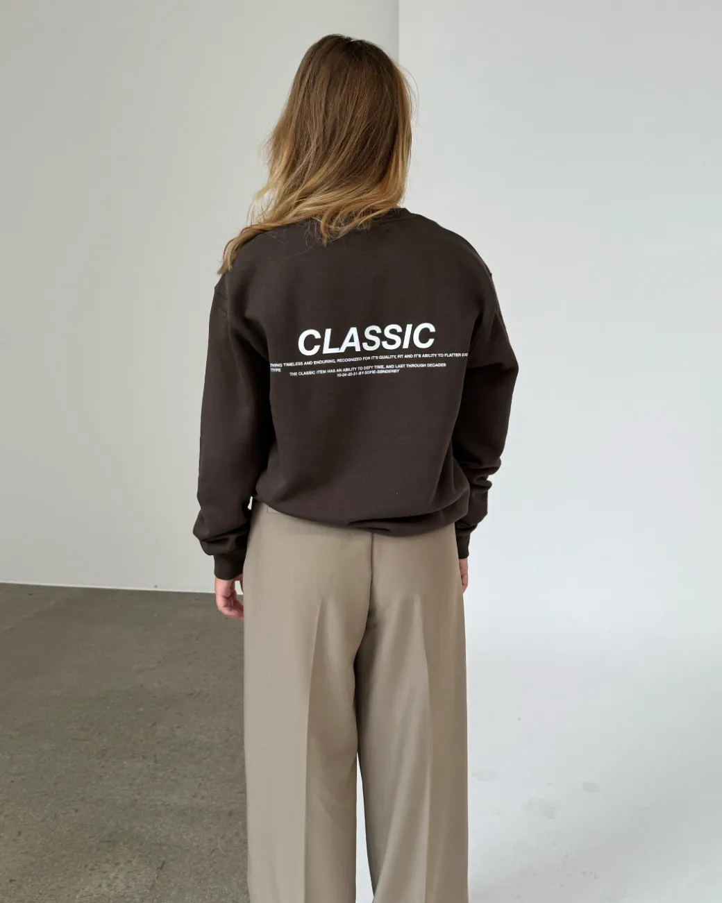 CLASSIC sweatshirt, brun/hvid