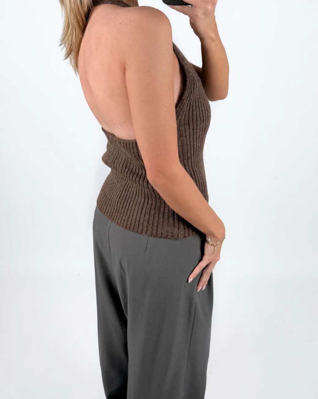 CYNTHIA strikket top, brun