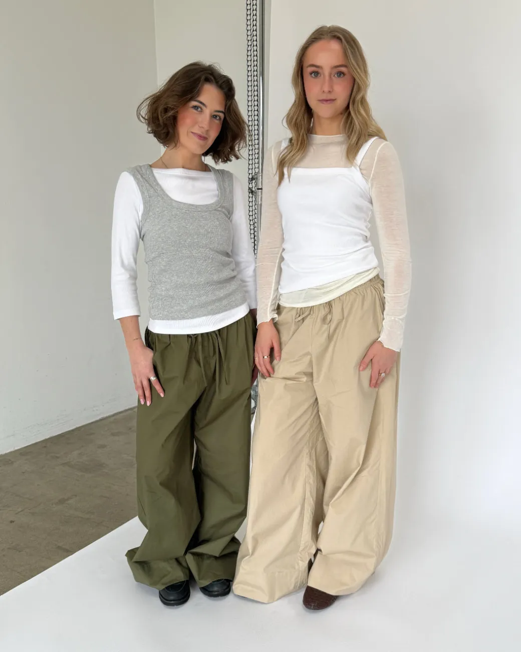 DANIA wide leg bukser, beige