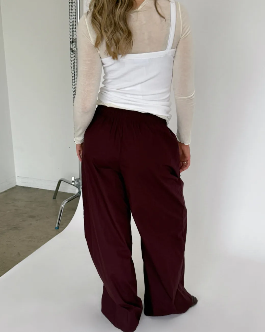 DANIA wide leg bukser, blomme