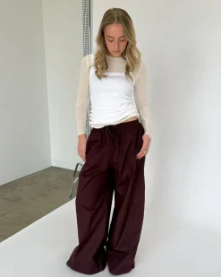 DANIA wide leg bukser, blomme