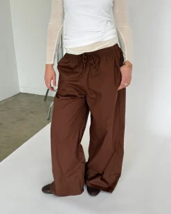 DANIA wide leg bukser, brun
