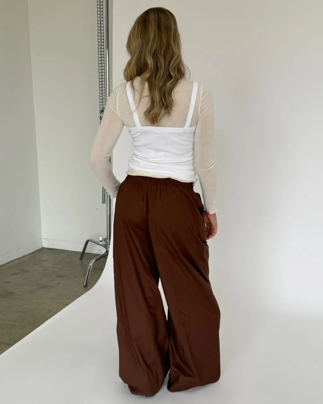 DANIA wide leg bukser, brun