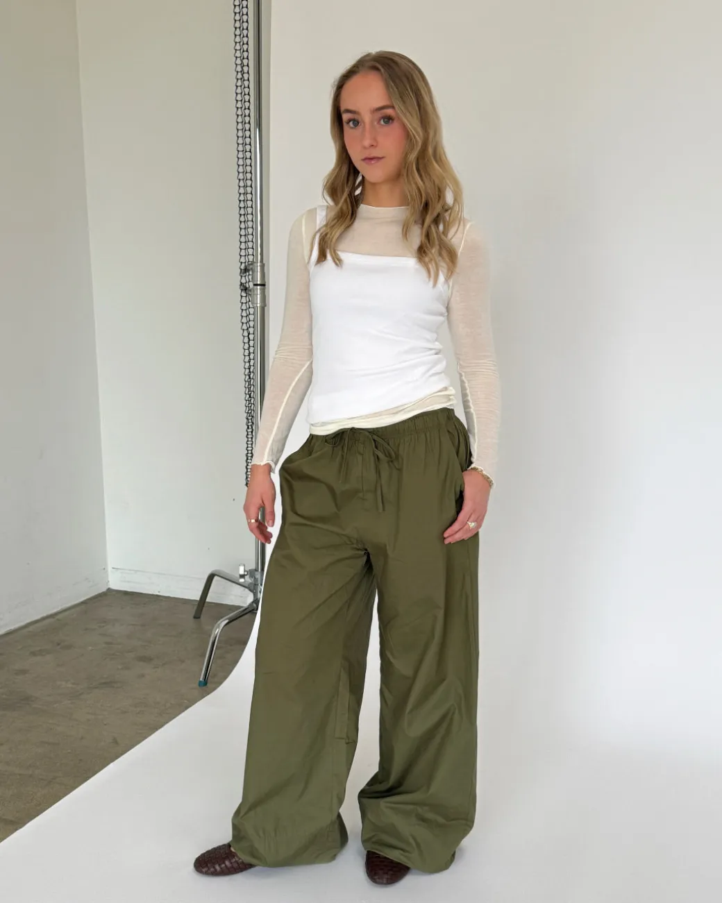 DANIA wide leg bukser, grøn