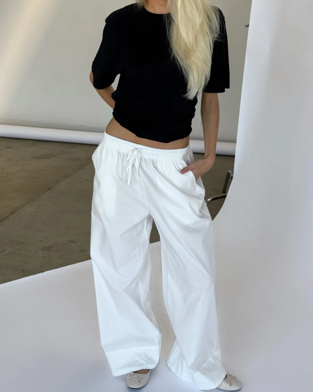 DANIA wide leg bukser, hvid