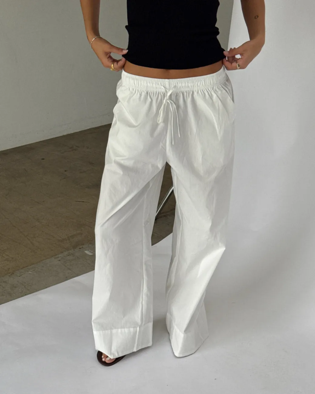 DANIA wide leg bukser, hvid