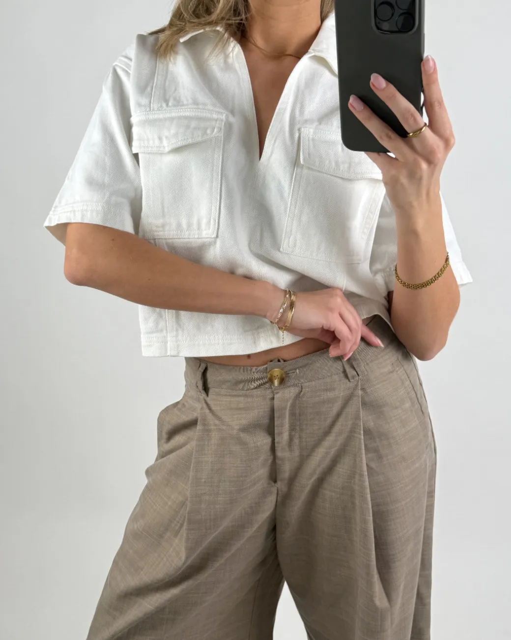 DAYANA denim skjorte, hvid