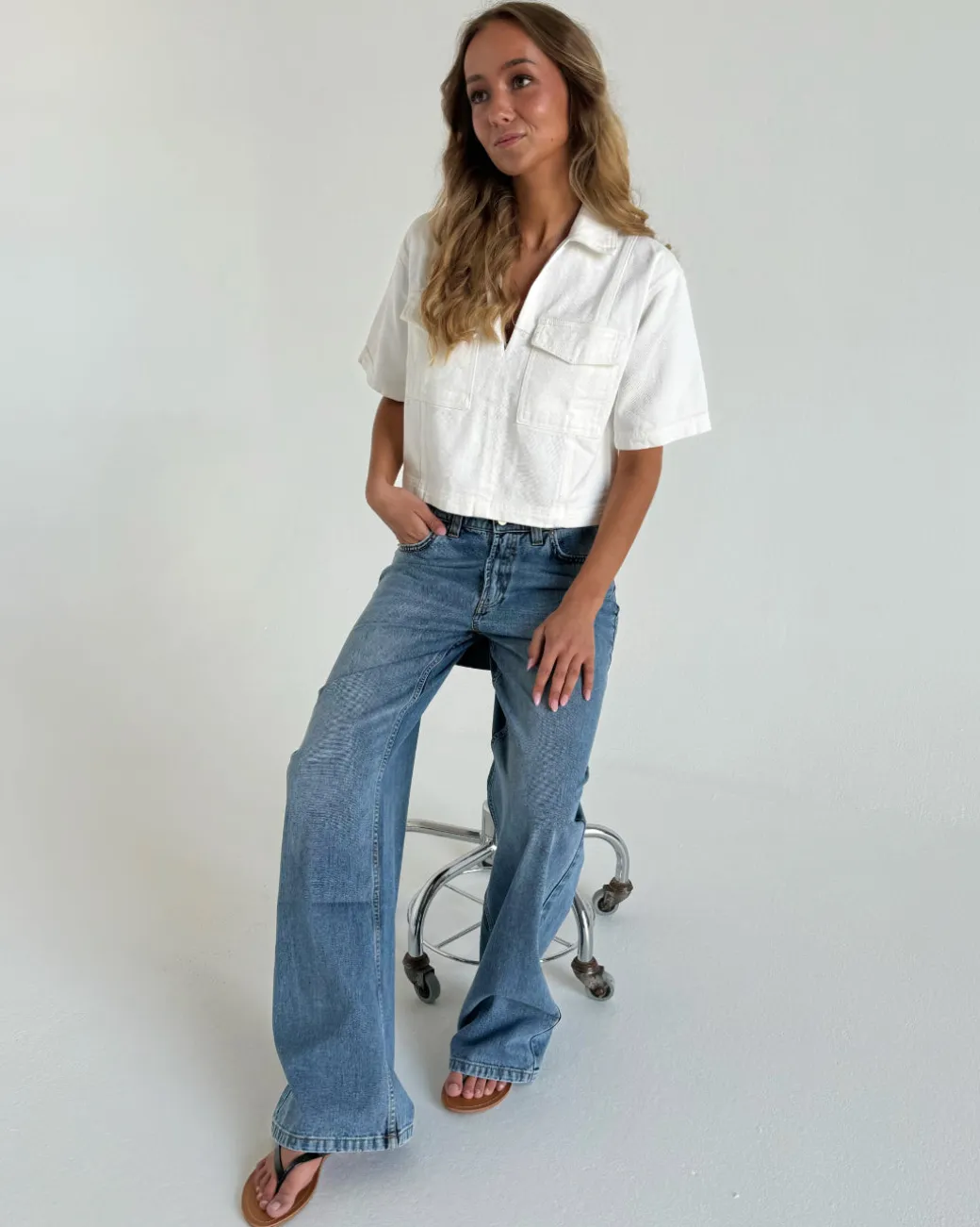 DAYANA denim skjorte, hvid