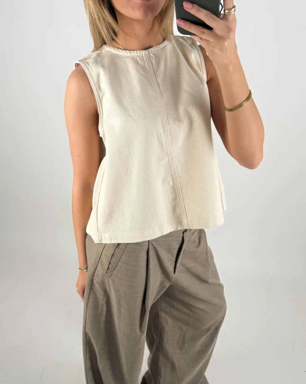 DORA denim top, beige