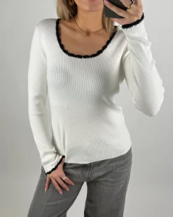 ELLA bluse, hvid/sort