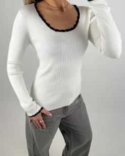 ELLA bluse, hvid/sort