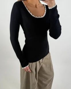 ELLA bluse, sort/hvid