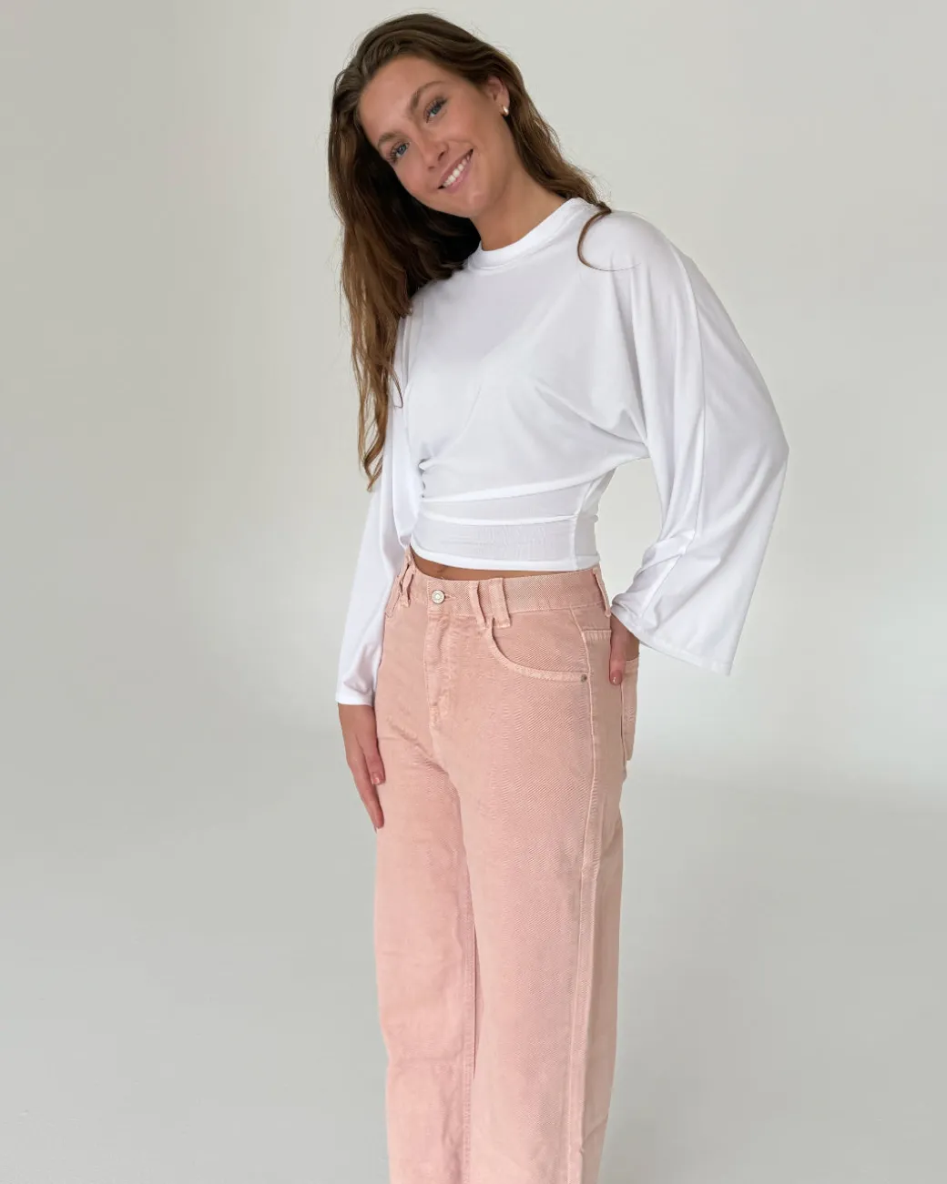 ESTHER waisted bluse, hvid