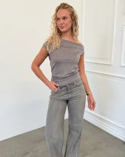 EVA glimmer top, grå