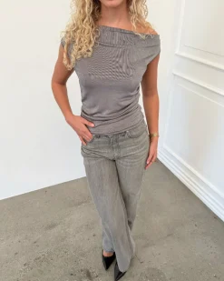 EVA glimmer top, grå