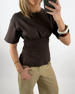 EVELYN smock t-shirt, brun