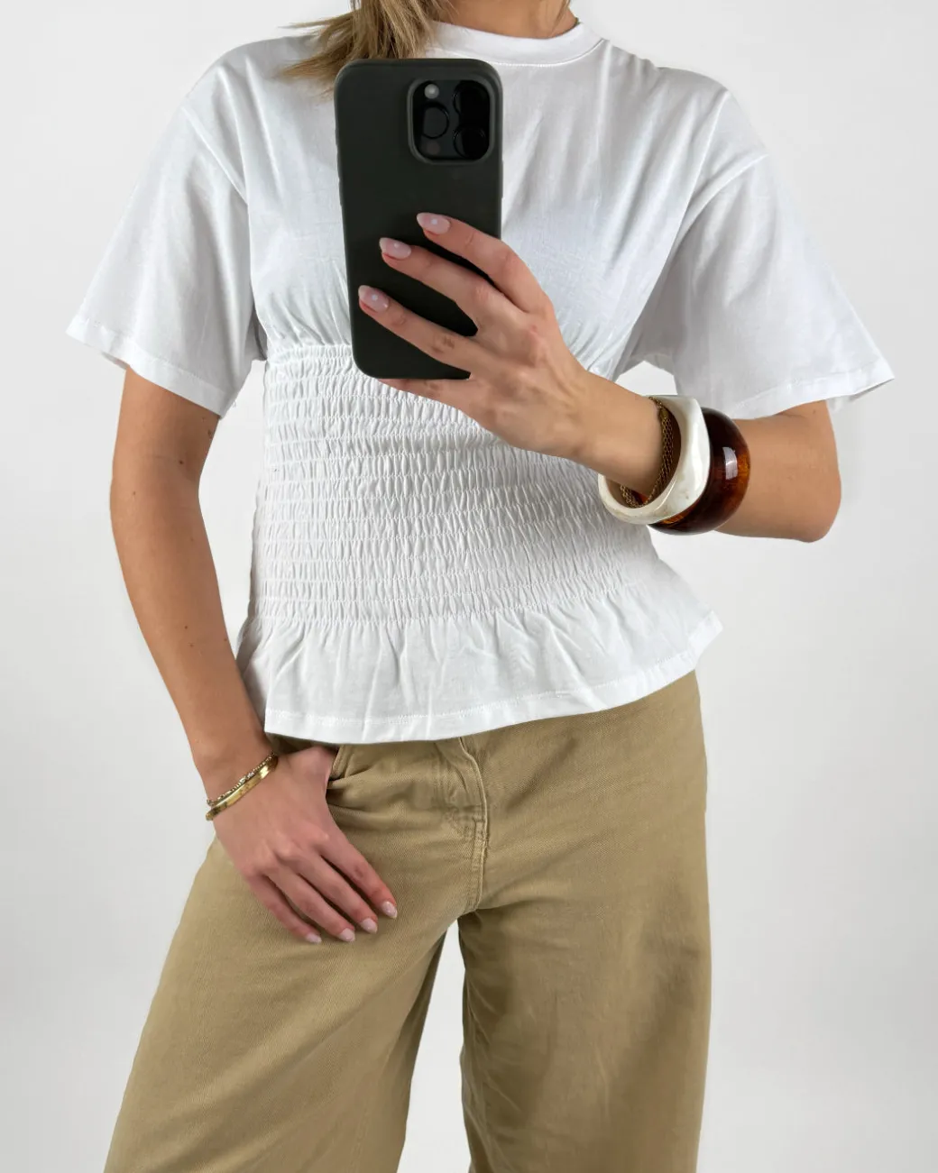 EVELYN smock t-shirt, hvid