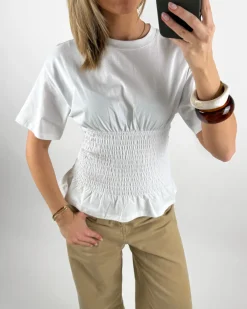 EVELYN smock t-shirt, hvid