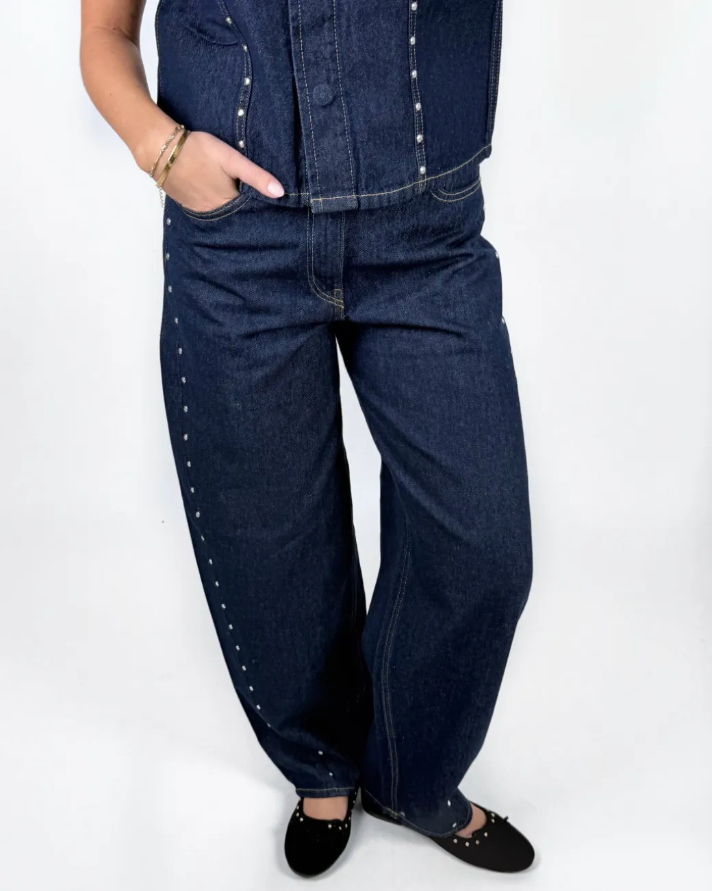FUJI barrel jeans, mørkeblå