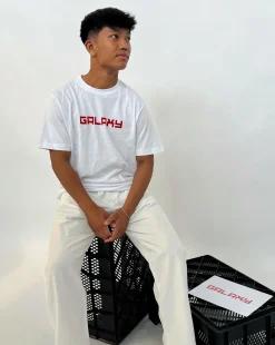 GALAXY t-shirt, hvid/rød